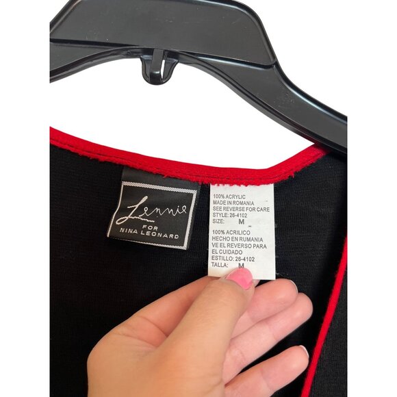 Lennie For Nina Leonard Black Sleeveless Dress With Red Trim & Zipper Pockets Me - Picture 4 of 6